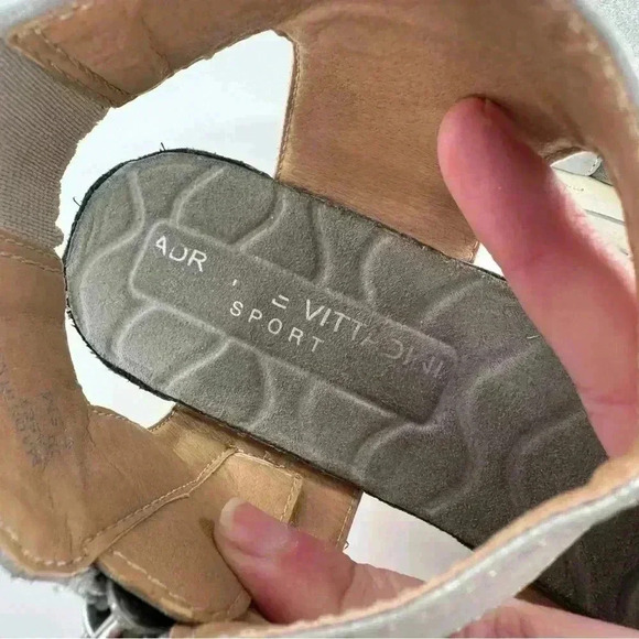 Adrienne Vittadini sandals size 6.5 Casey pewter leather walking flatforms - Picture 9 of 11